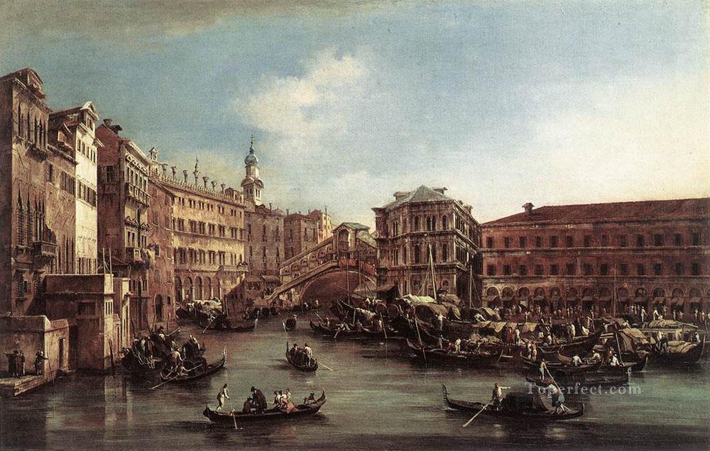 The Rialto Bridge with the Palazzo dei Camerlenghi Venetian School Francesco Guardi Oil Paintings